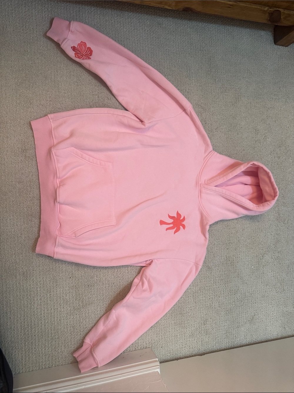 Pink Palm Puff Hoodie. NWOT.
